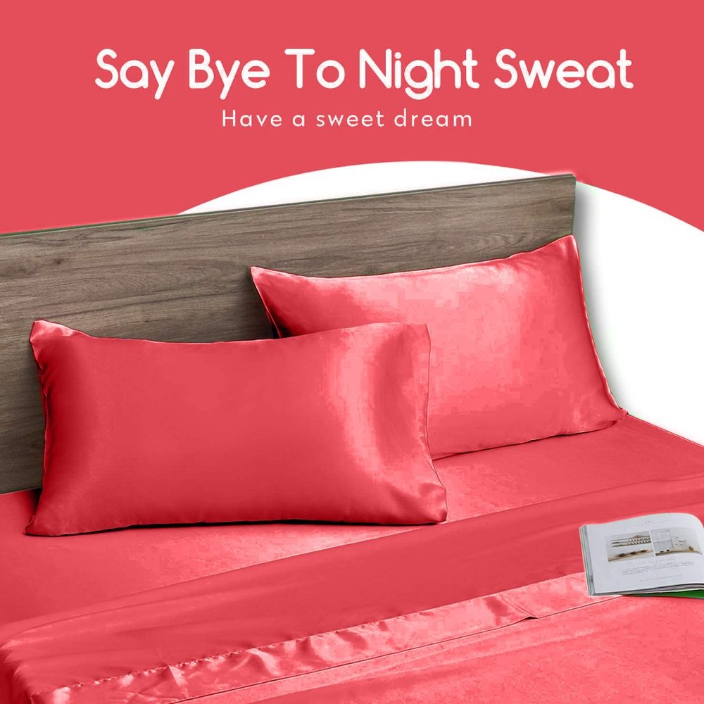 Oussum Satin Pillowcase for Hair and Skin Luxury Bedding Pillowcase Set of 2 - Picture 3 of 11
